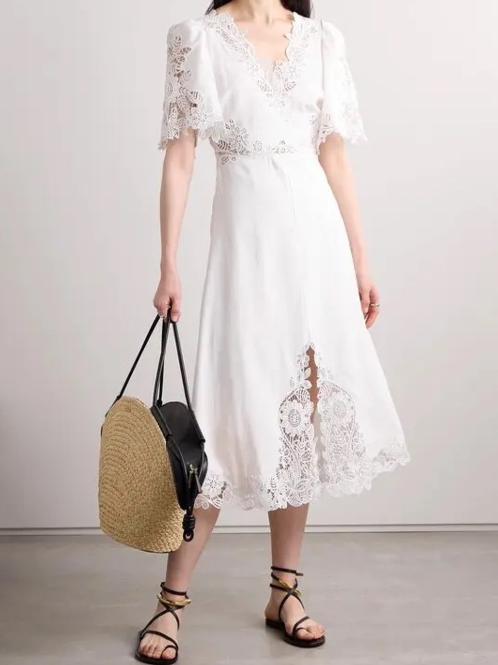 SEA New York Marcella Lace Trimmed Midi Dress